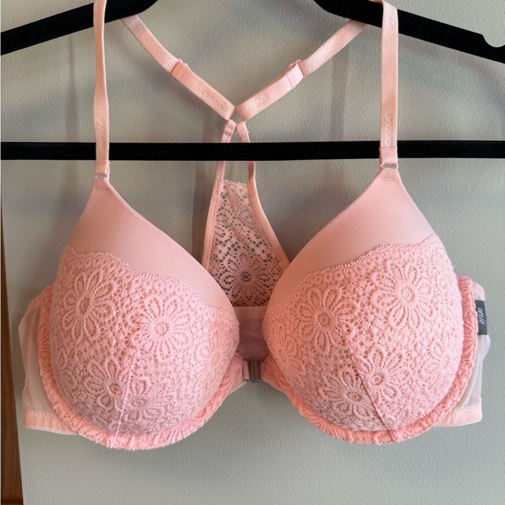 Aerie Peach Lace Front Closure Lace Bra 36C